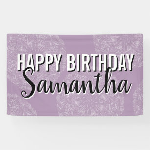 Happy Birthday Purple Mandala Feminine Typography Banner