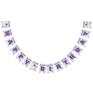 Happy Birthday Purple/Personalise Bunting Flags