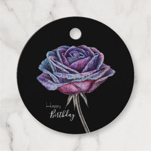 Happy Birthday Purple Rose Favour Tags