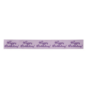 Happy Birthday Purple Script Satin Ribbon