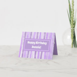Happy Birthday Purple Striped Custom Card