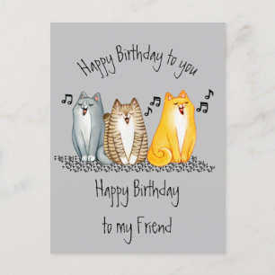 Happy Birthday Purrrfect Friend Ever Cute Cats  Postcard