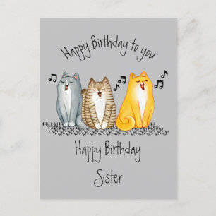 Happy Birthday Purrrfect Sister Ever Cute Cats  Postcard