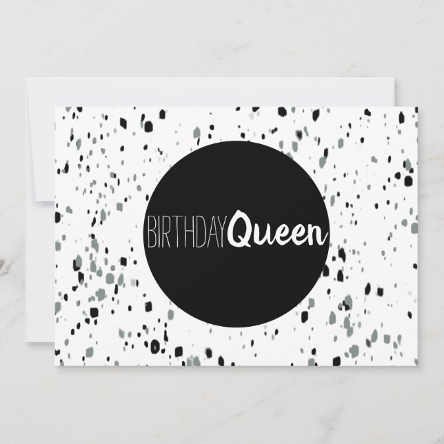 Happy Birthday Queen Black and White Marble Card (Front)