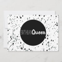Happy Birthday Queen Black and White Marble