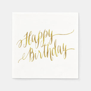 Happy Birthday Quote Gold Faux Foil Quotes Napkin