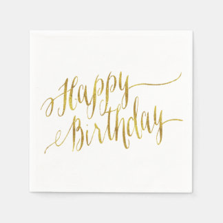 Happy Birthday Quote Gold Faux Foil Quotes Napkin