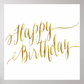 Happy Birthday Quote Gold Faux Foil Quotes Poster