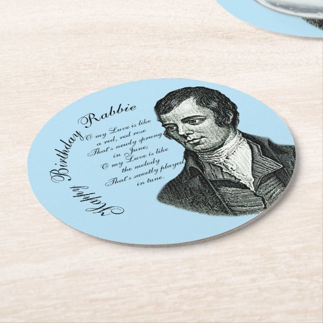 Happy Birthday Rabbie - Robert Burns Round Paper Coaster (Angled)