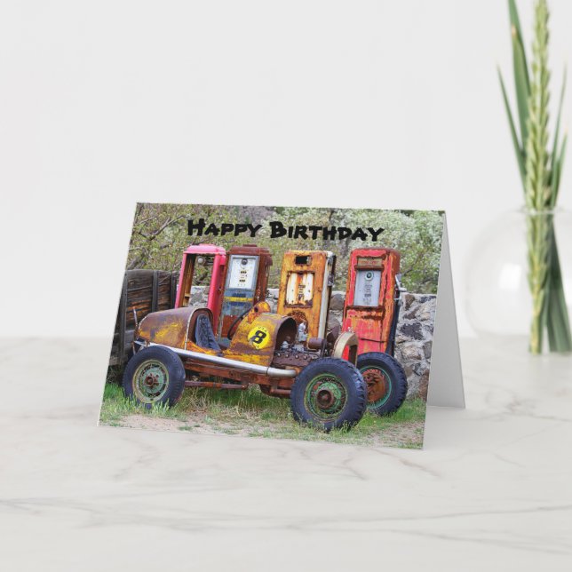 Happy Birthday Race Car Humour Card (Front)