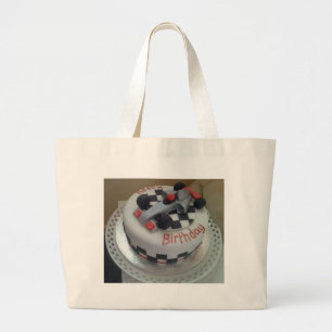 happy birthday racing car large tote bag