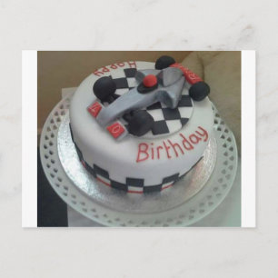 happy birthday racing car postcard