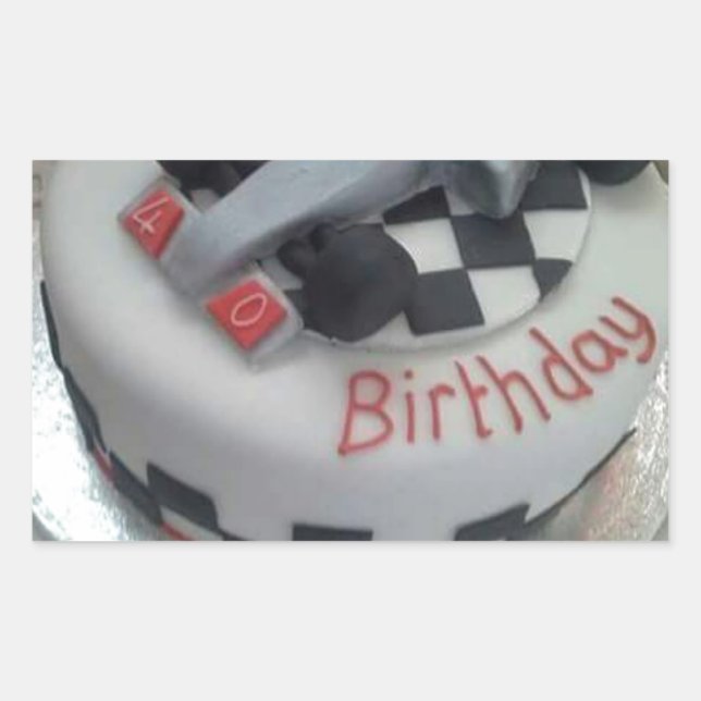 happy birthday racing car rectangular sticker (Front)