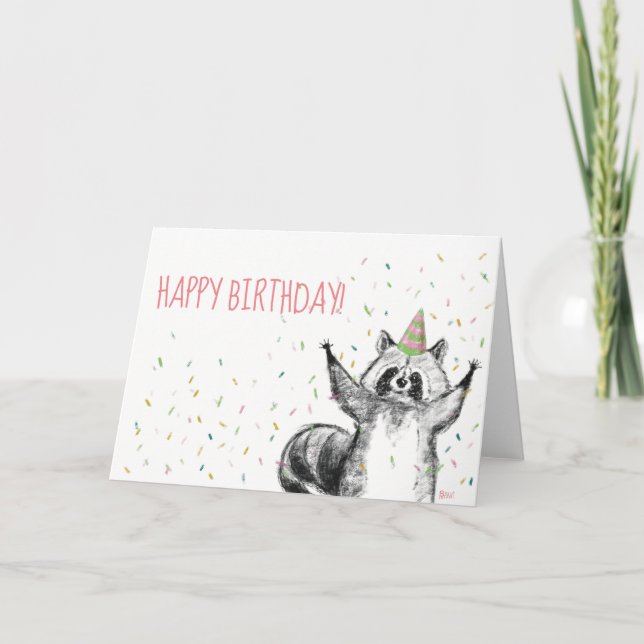 Happy Birthday Racoon Card (Front)