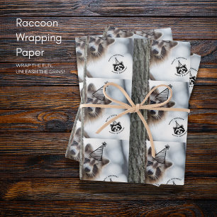 Happy Birthday Racoon Wrapping Paper Sheets🦝🎁