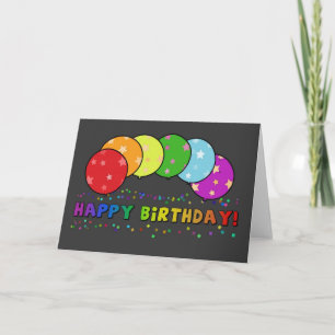 Happy Birthday Rainbow Balloons Colourful Card