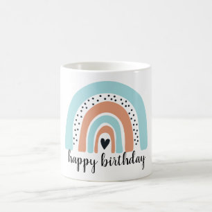 Happy Birthday Rainbow Blue Peach Coffee Mug
