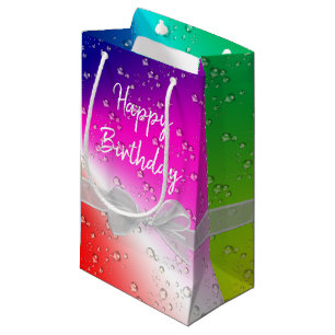 Happy Birthday Rainbow Bubbles  Small Gift Bag