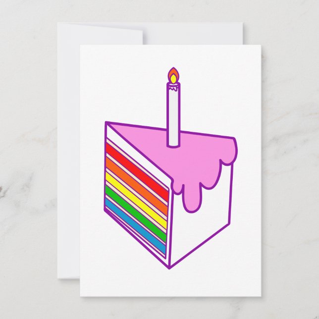 happy birthday rainbow cake invitation (Front)