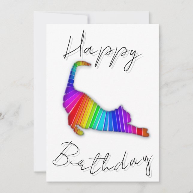 Happy Birthday Rainbow Cat Holiday Card (Front)