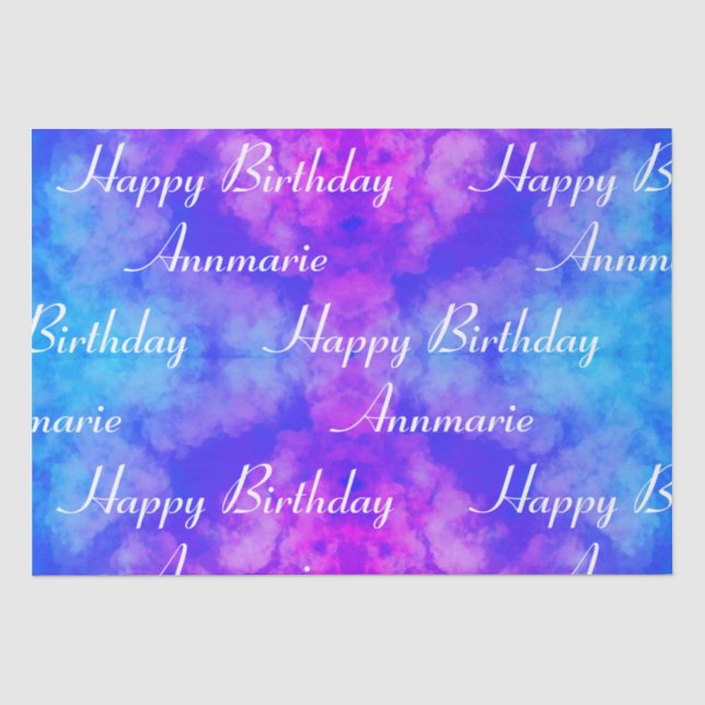Happy Birthday Rainbow Clouds Tissue Paper (Front)