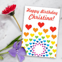 Happy Birthday Rainbow Color Hearts Card