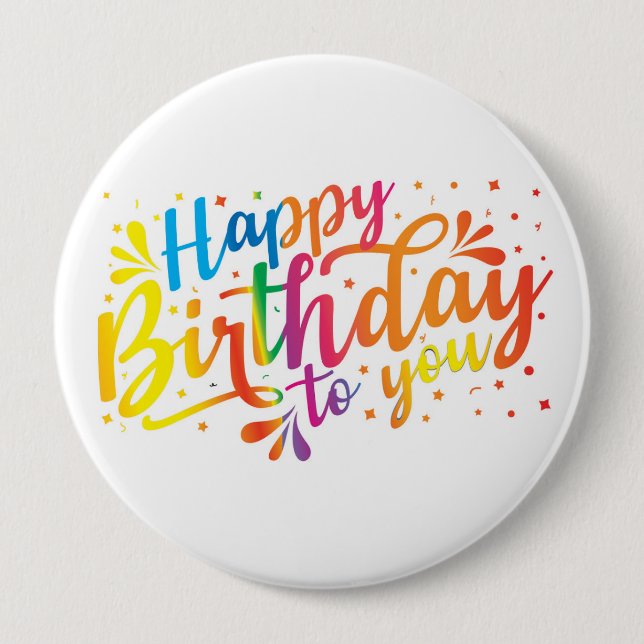 Happy Birthday - rainbow colors Birthday  Button (Front)