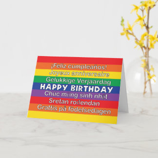 Happy Birthday Rainbow Colourful Many Languages  Card