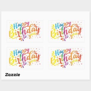 Happy Birthday - rainbow colours Birthday Rectangu Rectangular Sticker
