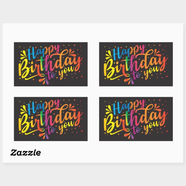 Happy Birthday - rainbow colours Birthday Rectangular Sticker (Sheet)