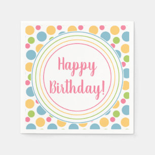 Happy Birthday Rainbow Colours Napkin