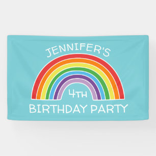 Happy Birthday Rainbow Girls Party Personalised Banner
