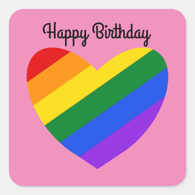 Happy Birthday Rainbow Heart #1 Stickers (Front)