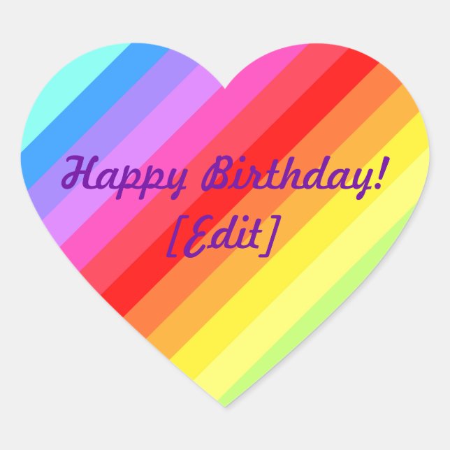 Happy Birthday - Rainbow Heart Stickers (Front)