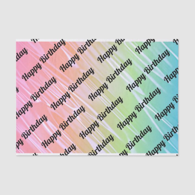 Happy Birthday Rainbow Hologram Tissue Paper (Front)