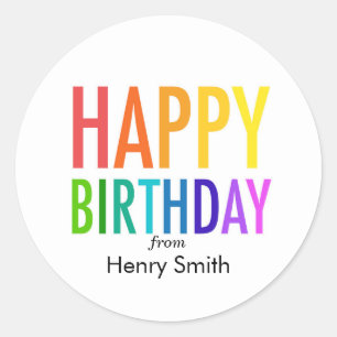 Happy Birthday Rainbow Order Customizable Stickers