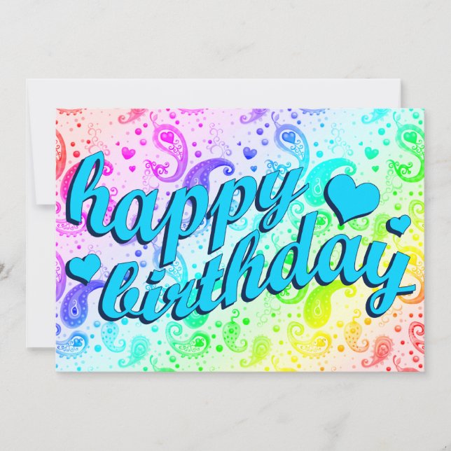 happy birthday : rainbow paisley invitation (Front)