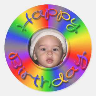 Happy Birthday Rainbow Photo Stickers Template