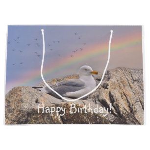 Happy Birthday Rainbow Seagull Large Gift Bag