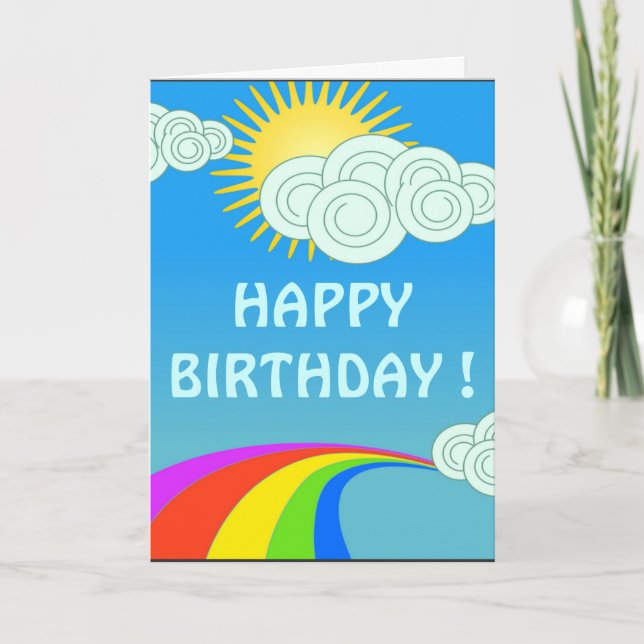 "HAPPY" BIRTHDAY" RAINBOW SKY CARD (Front)