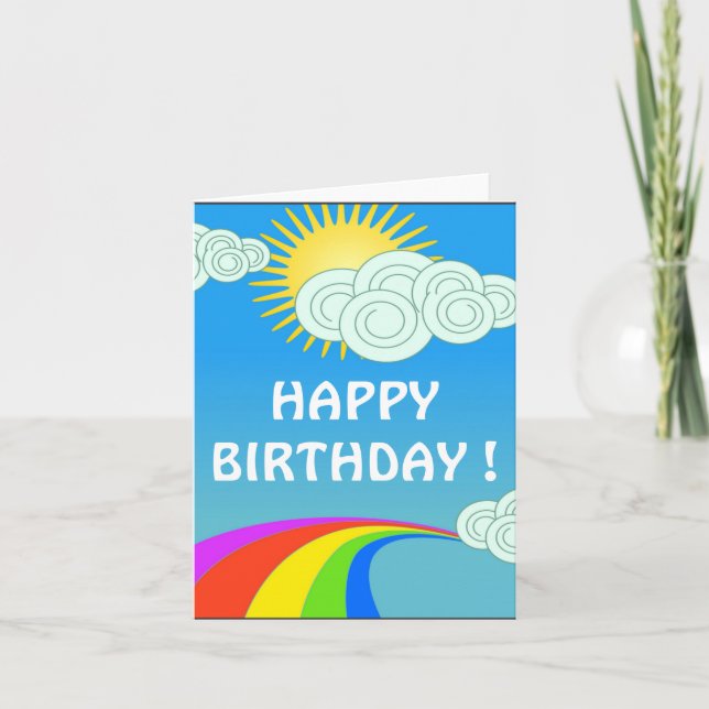 "HAPPY BIRTHDAY" RAINBOW SKY CARD (Front)
