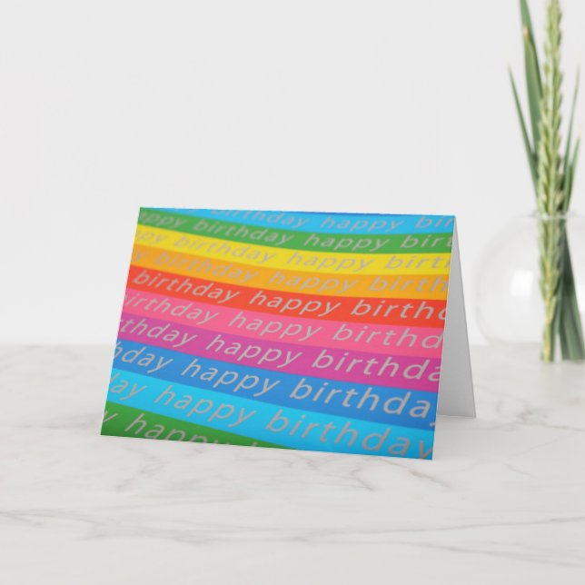 Happy Birthday Rainbow Stripes Birthday Card (Front)
