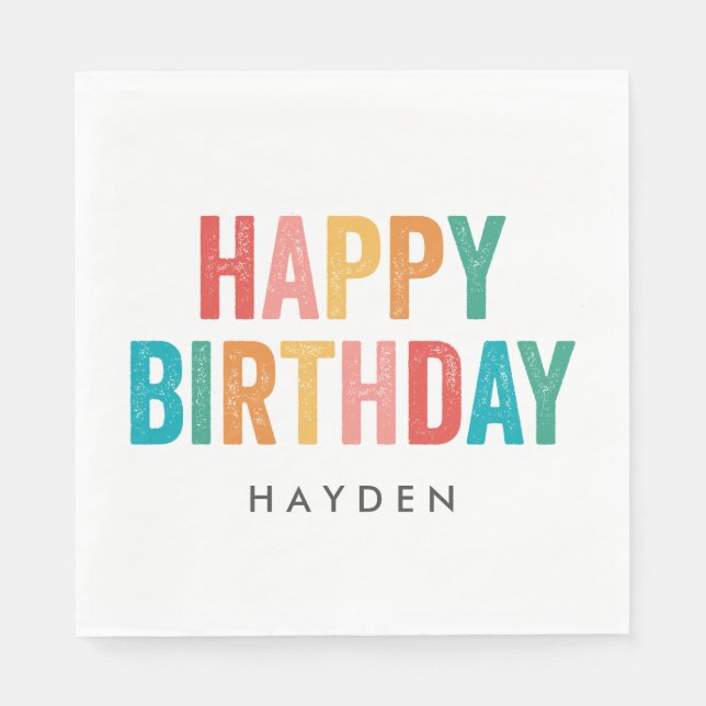 Happy Birthday Rainbow Type Napkin (Front)