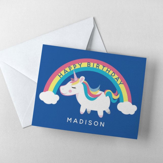 Happy Birthday | Rainbow Unicorn | Add Their Name Card (Creator Uploaded)