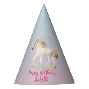 Happy Birthday Rainbow Unicorn Name - Party Hat