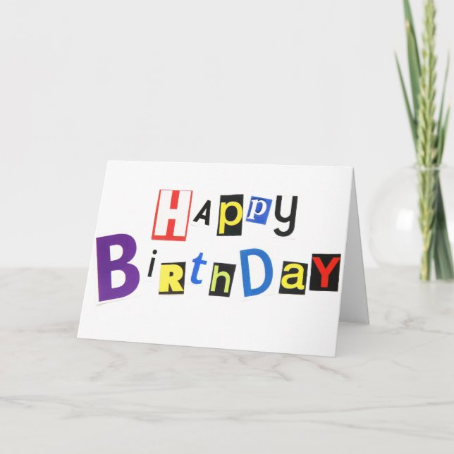 Happy Birthday Ransom Note Style Card (Front)