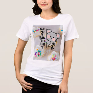 Happy Birthday Rat Cute Cartoon T-Shirt for Women Tri-Blend Shirt