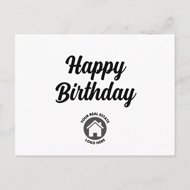 Happy Birthday Real Estate Logo  Postcard (Front)