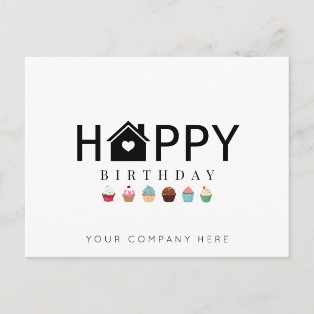 Happy Birthday Realty Cupcake Postcard (Front)