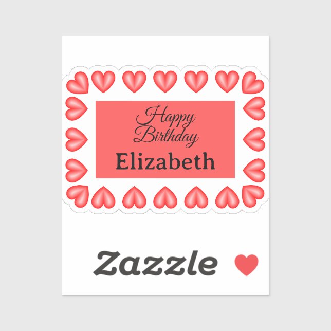 Happy birthday rectangle heart frame custom name (Sheet)